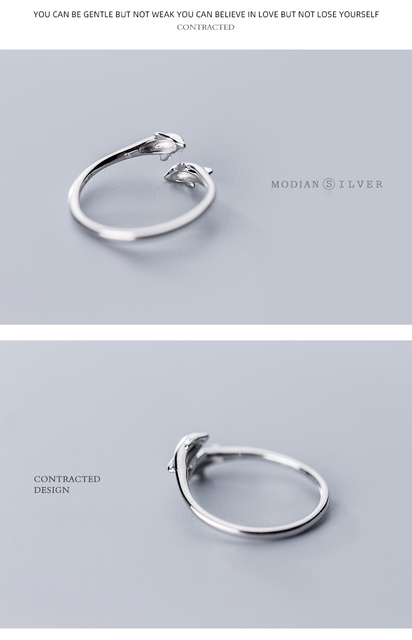 Pierścień delfin z oryginalnego srebra 925 dla kobiet, proste i śliczne - Wianko - 6