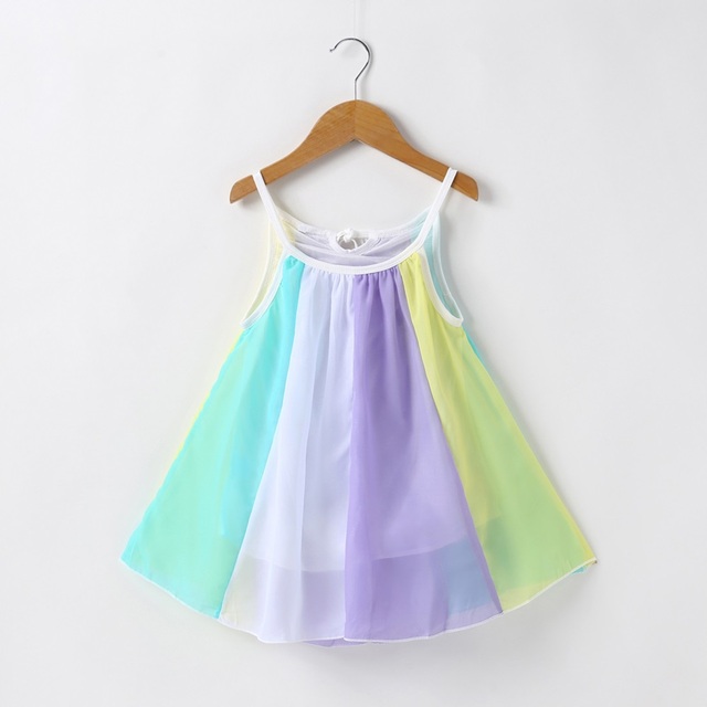 Nowa 2019 maluch dziewczęca sukienka księżniczki bez rękawów - Tutu Rainbow - Wianko - 5