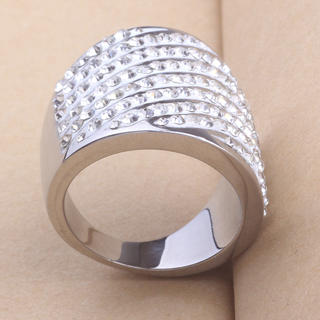 Wysokiej jakości obrączka biżuterii zaręczynowej z wielowarstwowymi kryształami CZ 316L ze stali nierdzewnej - Wianko - 4