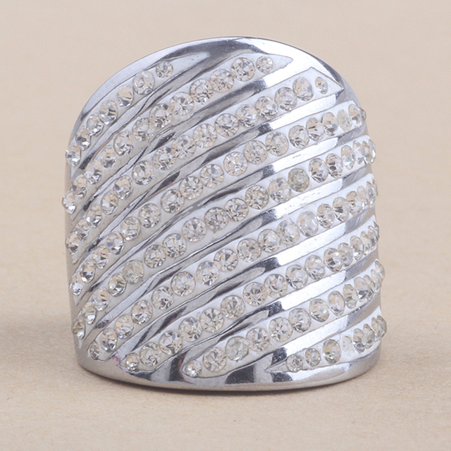 Wysokiej jakości obrączka biżuterii zaręczynowej z wielowarstwowymi kryształami CZ 316L ze stali nierdzewnej - Wianko - 6