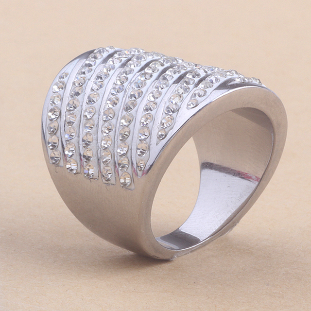 Wysokiej jakości obrączka biżuterii zaręczynowej z wielowarstwowymi kryształami CZ 316L ze stali nierdzewnej - Wianko - 5