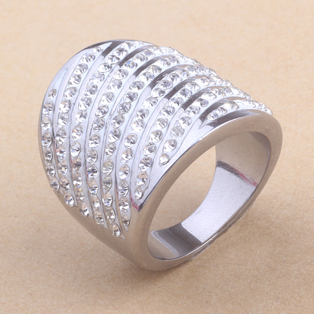 Wysokiej jakości obrączka biżuterii zaręczynowej z wielowarstwowymi kryształami CZ 316L ze stali nierdzewnej - Wianko - 3
