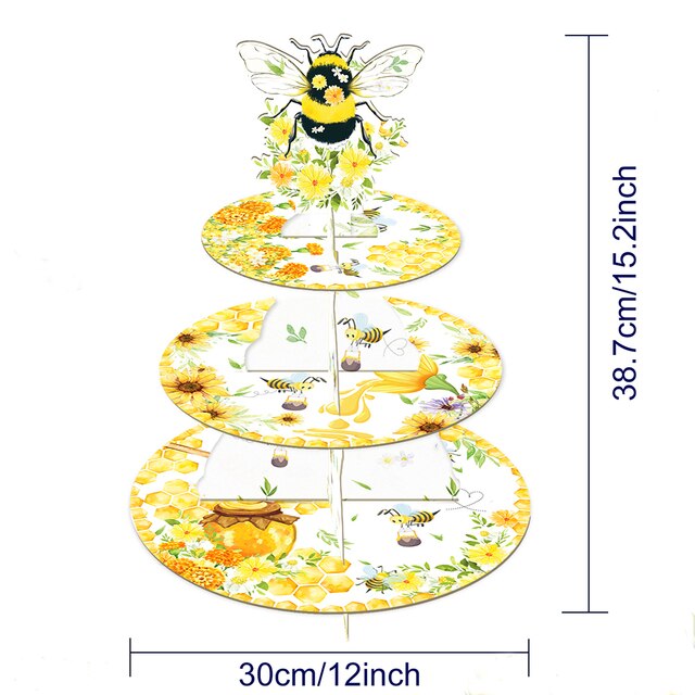 Jednorazowe naczynia Bee Party dla dzieci - piękne talerze, serwetki, puchar, słomki, obrus, flaga - Wianko - 3