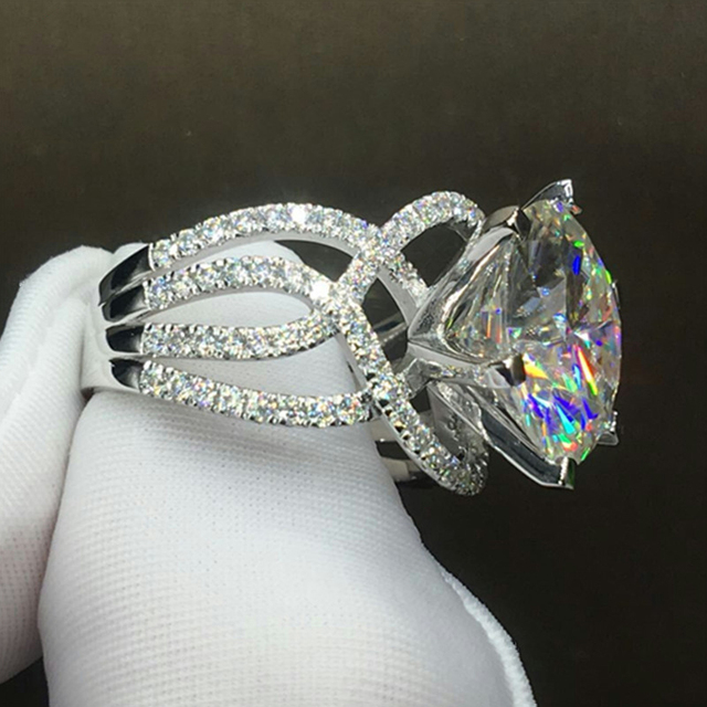 Elegancki pierścień wieczności dla kobiet - wspaniała biżuteria ślubna z białym błyszczącym kamieniem CZ - Wianko - 4