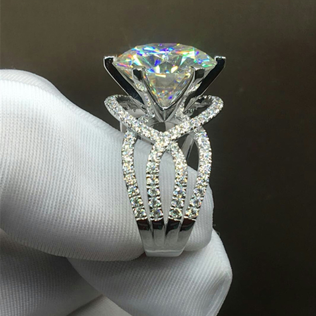 Elegancki pierścień wieczności dla kobiet - wspaniała biżuteria ślubna z białym błyszczącym kamieniem CZ - Wianko - 1
