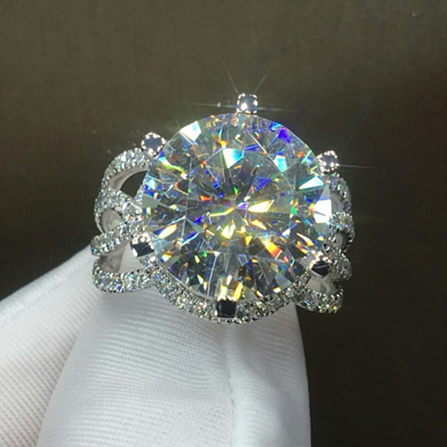 Elegancki pierścień wieczności dla kobiet - wspaniała biżuteria ślubna z białym błyszczącym kamieniem CZ - Wianko - 2