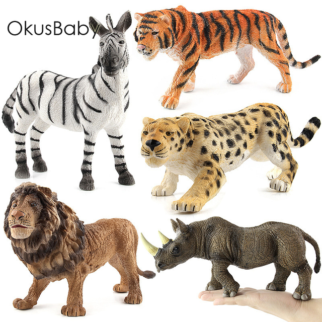 Duże dziecięce figurki zwierzątek - Tygrys, Lew, Dzik (plastik, na biurko) - Wianko - 2
