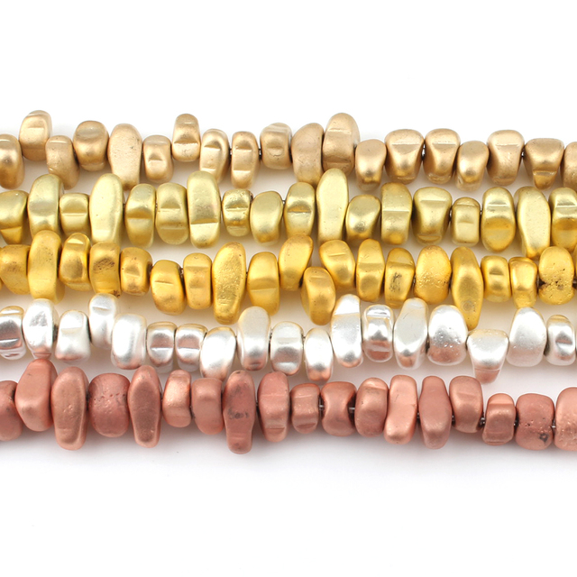 Naturalne nieregularne koraliki z matowego złoto platerowanego hematytu - koraliki dystansowe do tworzenia biżuterii DIY (luzem) - Wianko - 6