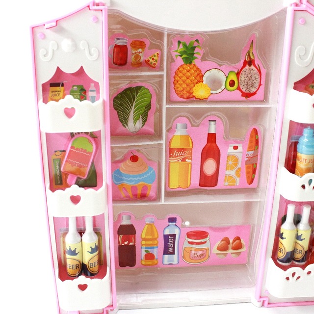 Lalka lodówka meble kuchenne na akcesoria Barbie B88 – 60cm, modna, Bjd Doll dream house - Wianko - 7