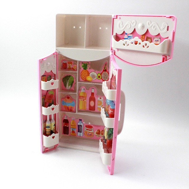 Lalka lodówka meble kuchenne na akcesoria Barbie B88 – 60cm, modna, Bjd Doll dream house - Wianko - 4