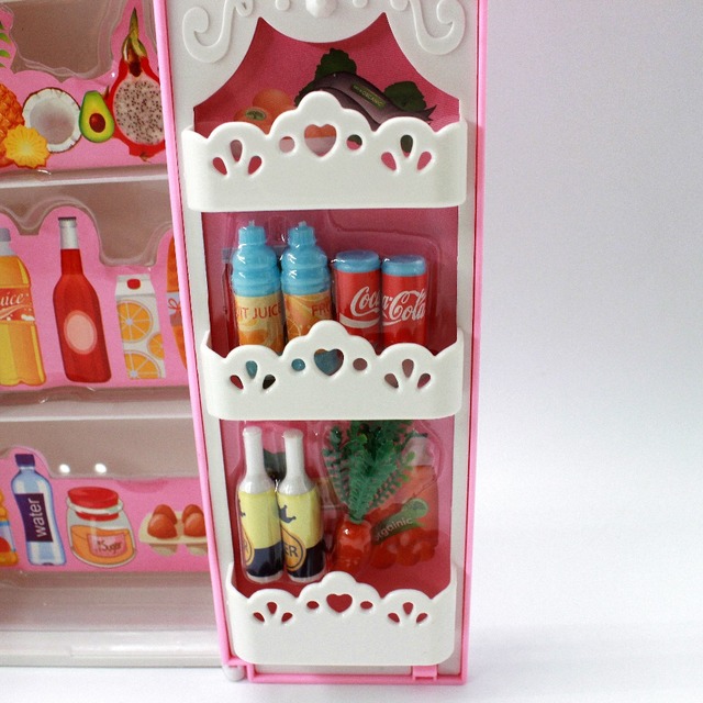 Lalka lodówka meble kuchenne na akcesoria Barbie B88 – 60cm, modna, Bjd Doll dream house - Wianko - 5