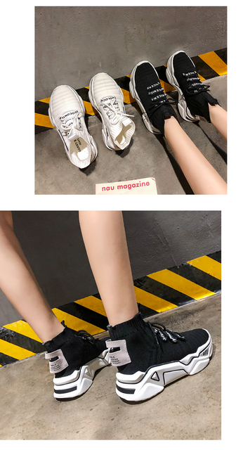 Nowa koreańska wersja damskich butów lato 2019: Muffin platforma Sneakerssocks - Wianko - 6