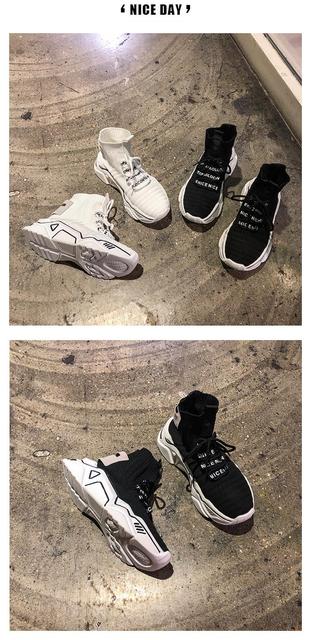Nowa koreańska wersja damskich butów lato 2019: Muffin platforma Sneakerssocks - Wianko - 8