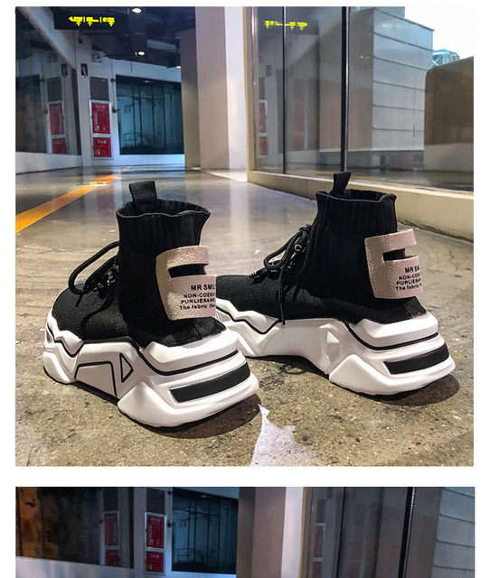 Nowa koreańska wersja damskich butów lato 2019: Muffin platforma Sneakerssocks - Wianko - 9