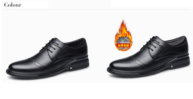 2021 Jesienne męskie buty zimowe Casual, oryginalne, skórzane, czarne, sznurowane, ładne, wodoodporne, pluszowe, formalne - Wianko - 10