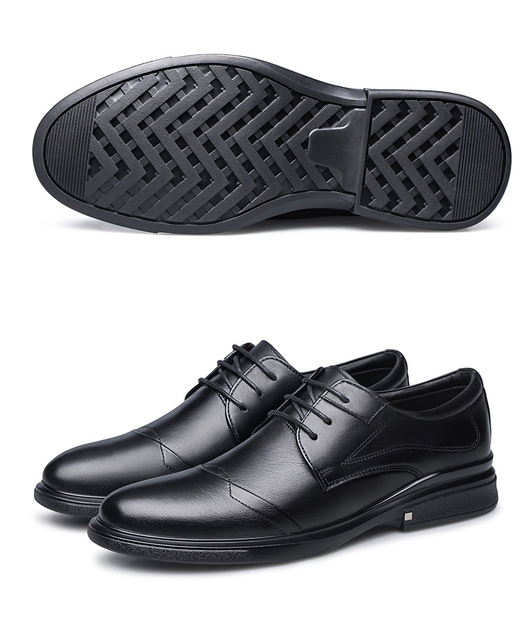 2021 Jesienne męskie buty zimowe Casual, oryginalne, skórzane, czarne, sznurowane, ładne, wodoodporne, pluszowe, formalne - Wianko - 23