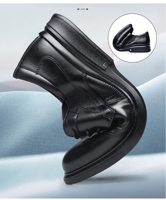 2021 Jesienne męskie buty zimowe Casual, oryginalne, skórzane, czarne, sznurowane, ładne, wodoodporne, pluszowe, formalne - Wianko - 9