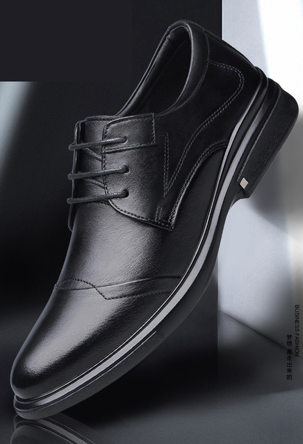 2021 Jesienne męskie buty zimowe Casual, oryginalne, skórzane, czarne, sznurowane, ładne, wodoodporne, pluszowe, formalne - Wianko - 2