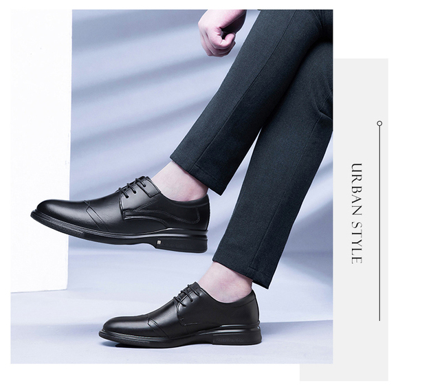 2021 Jesienne męskie buty zimowe Casual, oryginalne, skórzane, czarne, sznurowane, ładne, wodoodporne, pluszowe, formalne - Wianko - 18