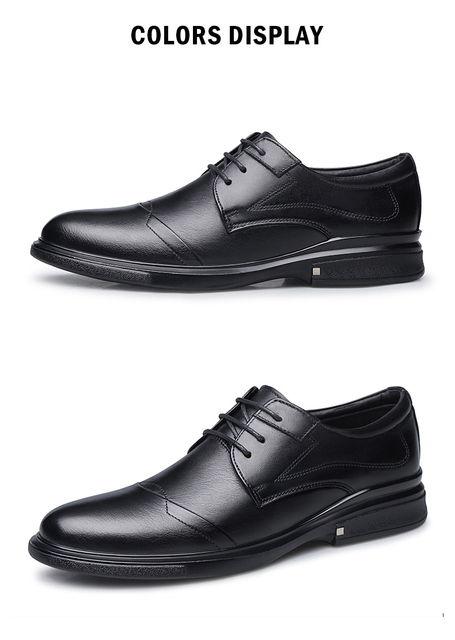 2021 Jesienne męskie buty zimowe Casual, oryginalne, skórzane, czarne, sznurowane, ładne, wodoodporne, pluszowe, formalne - Wianko - 22