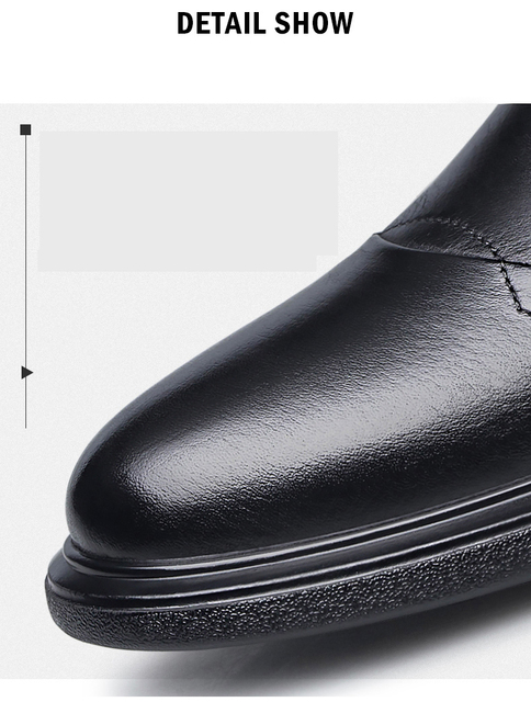 2021 Jesienne męskie buty zimowe Casual, oryginalne, skórzane, czarne, sznurowane, ładne, wodoodporne, pluszowe, formalne - Wianko - 11