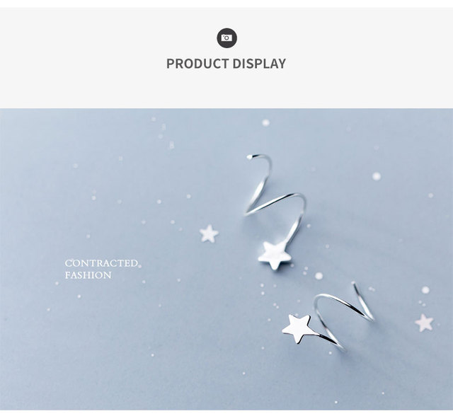 Srebrne minimalistyczne kolczyki Hoop Star Wave La Monada dla kobiet 925 - Wianko - 5