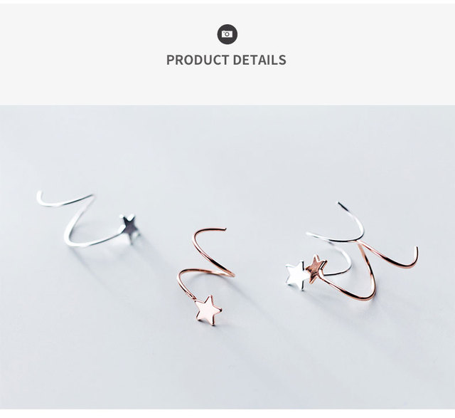 Srebrne minimalistyczne kolczyki Hoop Star Wave La Monada dla kobiet 925 - Wianko - 10