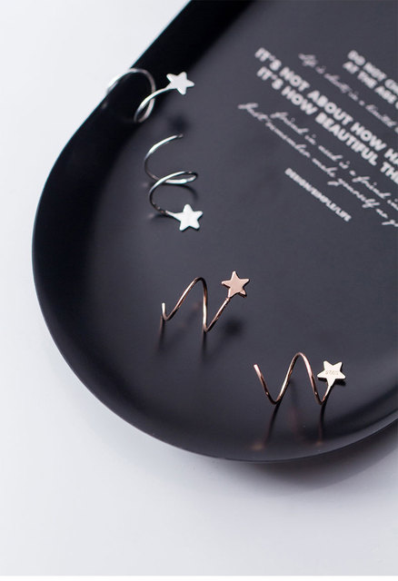 Srebrne minimalistyczne kolczyki Hoop Star Wave La Monada dla kobiet 925 - Wianko - 1