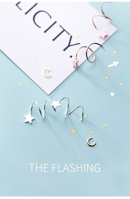 Srebrne minimalistyczne kolczyki Hoop Star Wave La Monada dla kobiet 925 - Wianko - 6