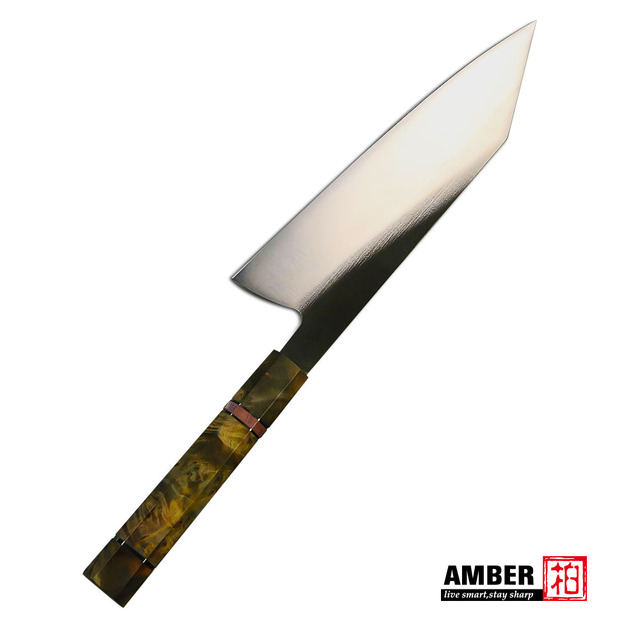 Bursztynowy nóż kuchenny 8 cali, japoński noża Kiritsuke, stal nierdzewna 440C, profesjonalne, stabilizowane drewno HD - Wianko - 6