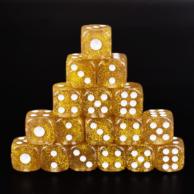 Zestaw 10 sztuk wysokiej jakości 16MM zaokrąglonych kryształowych złotych kostek sześciennych D6 do gry w Barze, Pubie, Clubie i na imprezę z planszowymi grami - Wianko - 1