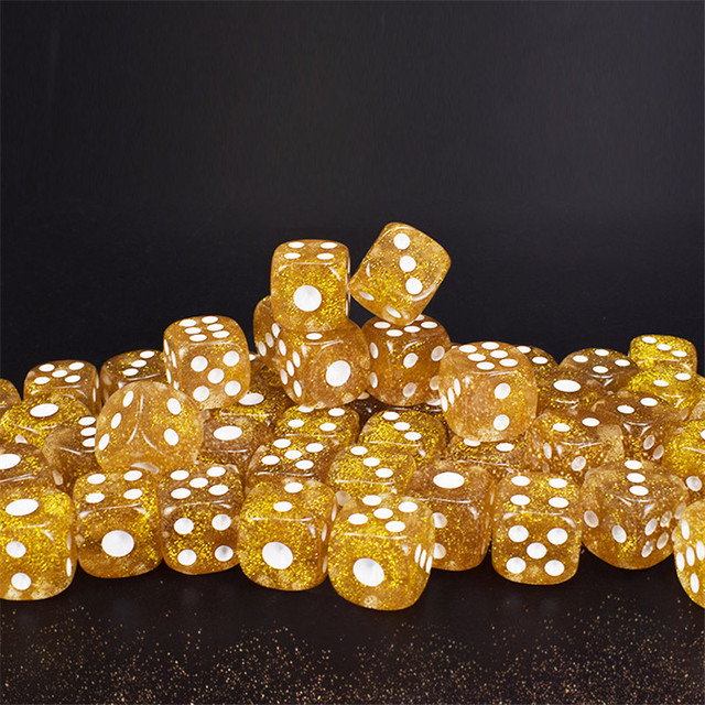 Zestaw 10 sztuk wysokiej jakości 16MM zaokrąglonych kryształowych złotych kostek sześciennych D6 do gry w Barze, Pubie, Clubie i na imprezę z planszowymi grami - Wianko - 2
