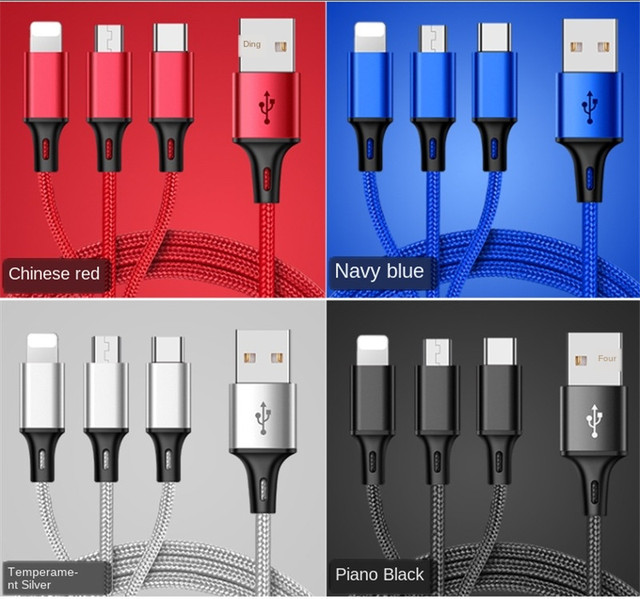 Kabel USB 3 w 1 do szybkiego ładowania iPhone 6-8 Plus, X, XR oraz Samsung S7, Xiaomi Micro, telefonów z Androidem - Wianko - 2