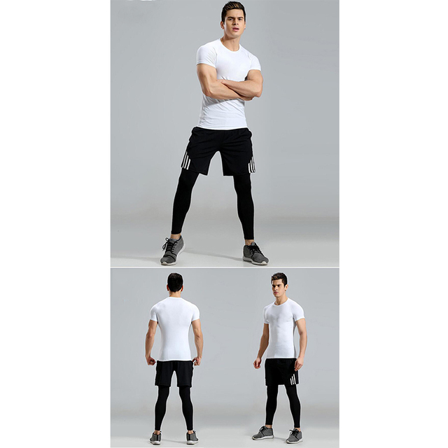 Męska koszulka sportowa do biegania - dry fit, kompresyjna, z bandażem, idealna na trening na świeżym powietrzu - Wianko - 14