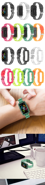 TPU przezroczysty pasek na rękę do Smartband Huawei band6 - kolorowy pasek silikonowy z zegarkiem Honor 6 - akcesoria bransoletka - Wianko - 1