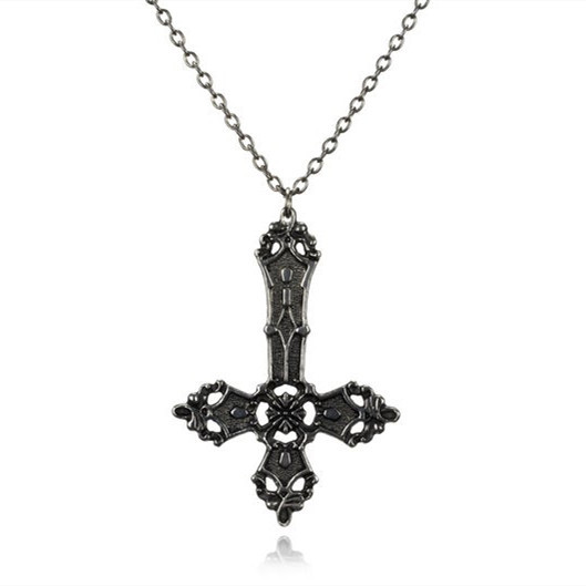 Naszyjnik z wisiorkiem Gotycki czarny krzyż z czerwoną różą - biżuteria gotycka o romantycznym uroku dla kobiet w stylu wiktoriańskim - Wianko - 5