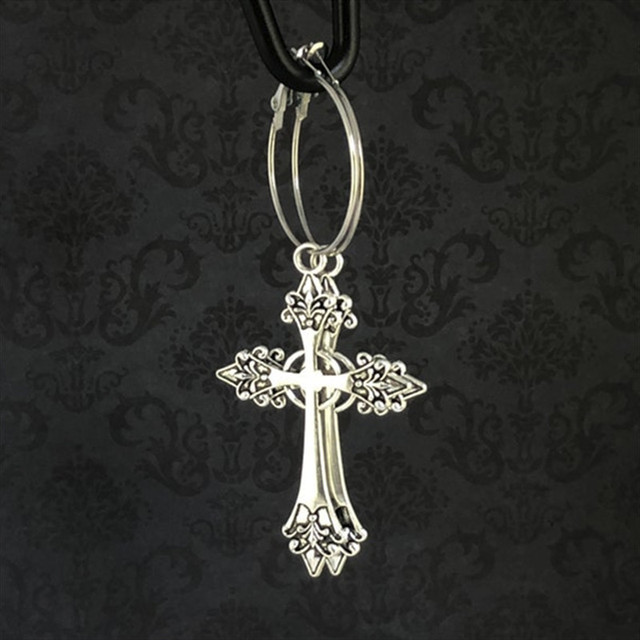 Naszyjnik z wisiorkiem Gotycki czarny krzyż z czerwoną różą - biżuteria gotycka o romantycznym uroku dla kobiet w stylu wiktoriańskim - Wianko - 23