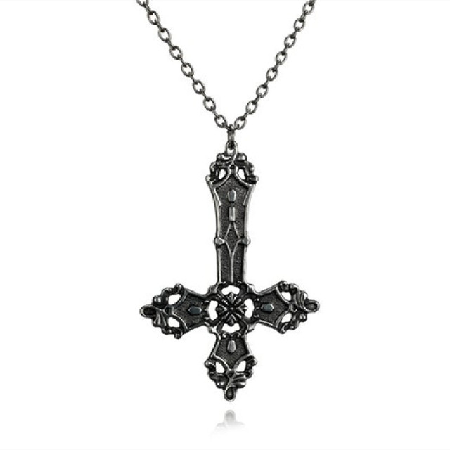Naszyjnik z wisiorkiem Gotycki czarny krzyż z czerwoną różą - biżuteria gotycka o romantycznym uroku dla kobiet w stylu wiktoriańskim - Wianko - 7