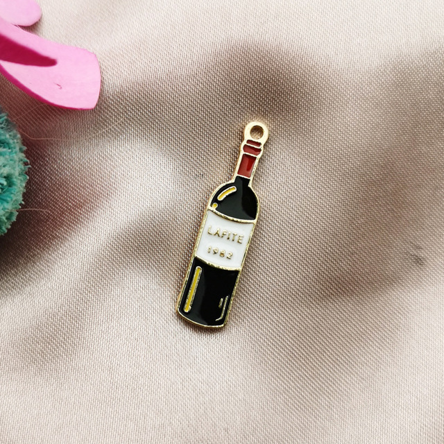 10szt/paczka Wino w butelce szklany kielich Charms wisiorek metalowy złoty kolor kolczyk DIY biżuteria - Wianko - 6