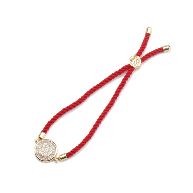 Pozłacana bransoletka z cyrkoniami - seria kwiatowa słonecznikowa, wykwintna biżuteria dla dziewczyn, na szczęście tkana czerwonym sznurkiem - Wianko - 4