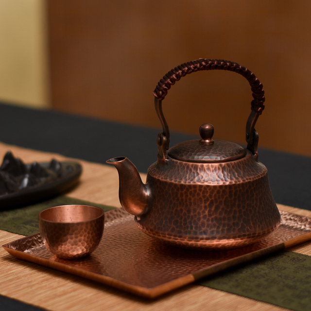 Czajnik do herbaty ręcznie wykonany z czystej miedzi w stylu Retro - pojemność 400ML - Wianko - 3