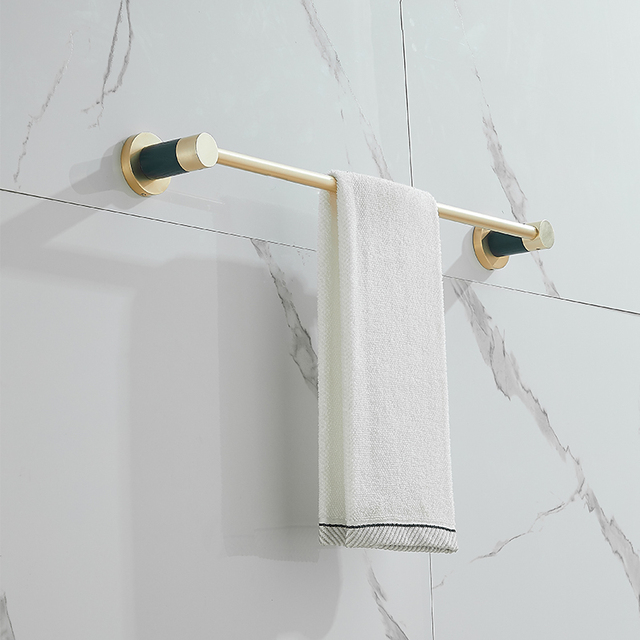 Luksusowa ścienna półka na ręczniki z wieszakiem i uchwytem, wykonana ze szczotkowanego złota, zestaw do organizacji łazienkowych akcesoriów - Wianko - 8