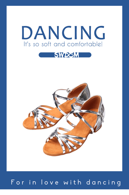 Damskie buty do tańca towarzyskiego SWDZM dla dzieci - łaciński taniec, nowoczesny styl, miękkie Salsa Tango - Wianko - 1
