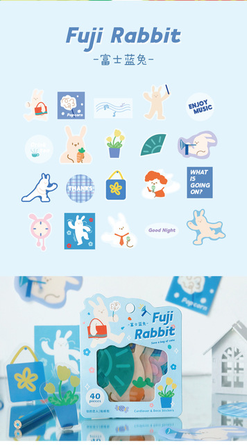40 sztuk naklejek - uroczy niedźwiadek animowany królik kot - codzienne dekoracje do albumu, pcv, bullet terminarz, planer - Japonia kawaii biurowe - Wianko - 3