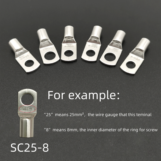 Uchwyty pierścieniowe cynowane miedzią do zaciskania przewodów - zestaw 10 sztuk, SC16-6 SC25-8 SC35-8 - Wianko - 5