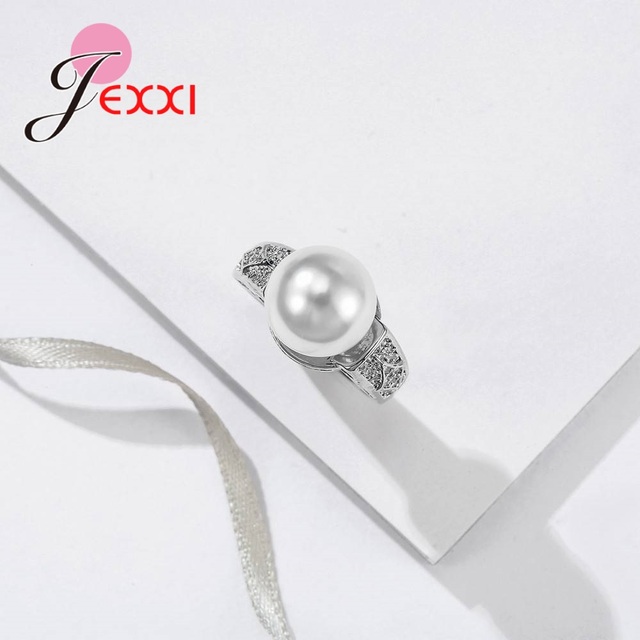 Pierścionek 925 Sterling Silver z dużą perłą - trendy prezent dla kochanki, siostry i matki o wysokiej jakości - Wianko - 5
