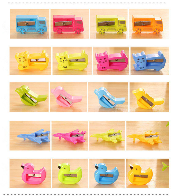 Ołówkowe temperówki plastikowe w kształcie kota i kaczki, 8 sztuk - Wianko - 1