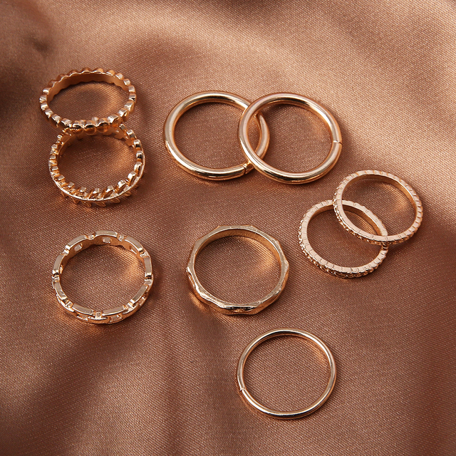 Złoty pierścień Jewdy Simple Style z motywem liści, geometrią i pustym wnętrzem - biżuteria na palce dla kobiet, mężczyzn. Prezent na zimową imprezę 2020 - Wianko - 11