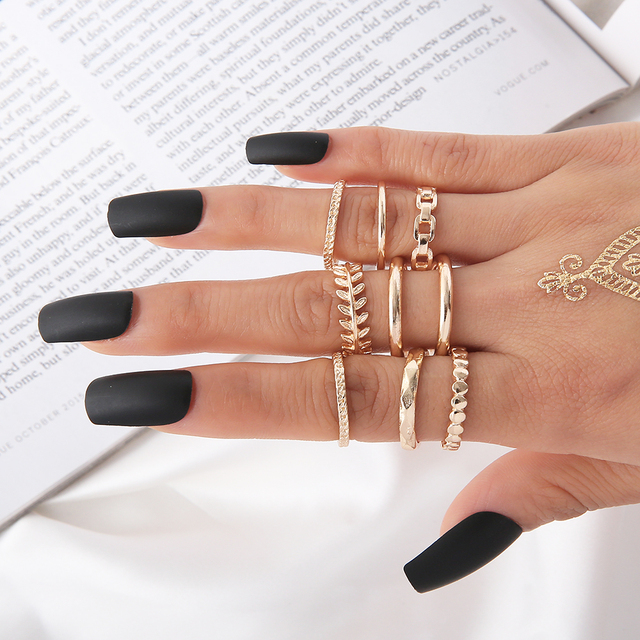 Złoty pierścień Jewdy Simple Style z motywem liści, geometrią i pustym wnętrzem - biżuteria na palce dla kobiet, mężczyzn. Prezent na zimową imprezę 2020 - Wianko - 16