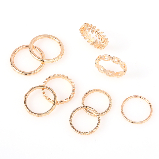 Złoty pierścień Jewdy Simple Style z motywem liści, geometrią i pustym wnętrzem - biżuteria na palce dla kobiet, mężczyzn. Prezent na zimową imprezę 2020 - Wianko - 15